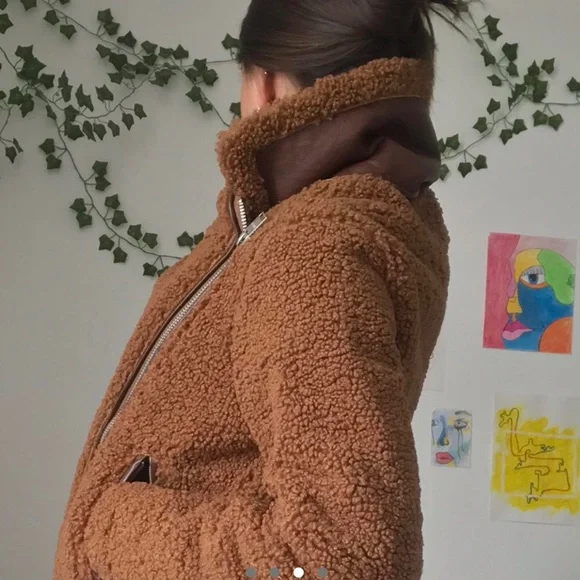Brown sherpa/teddy jacket - Picture 4 of 4